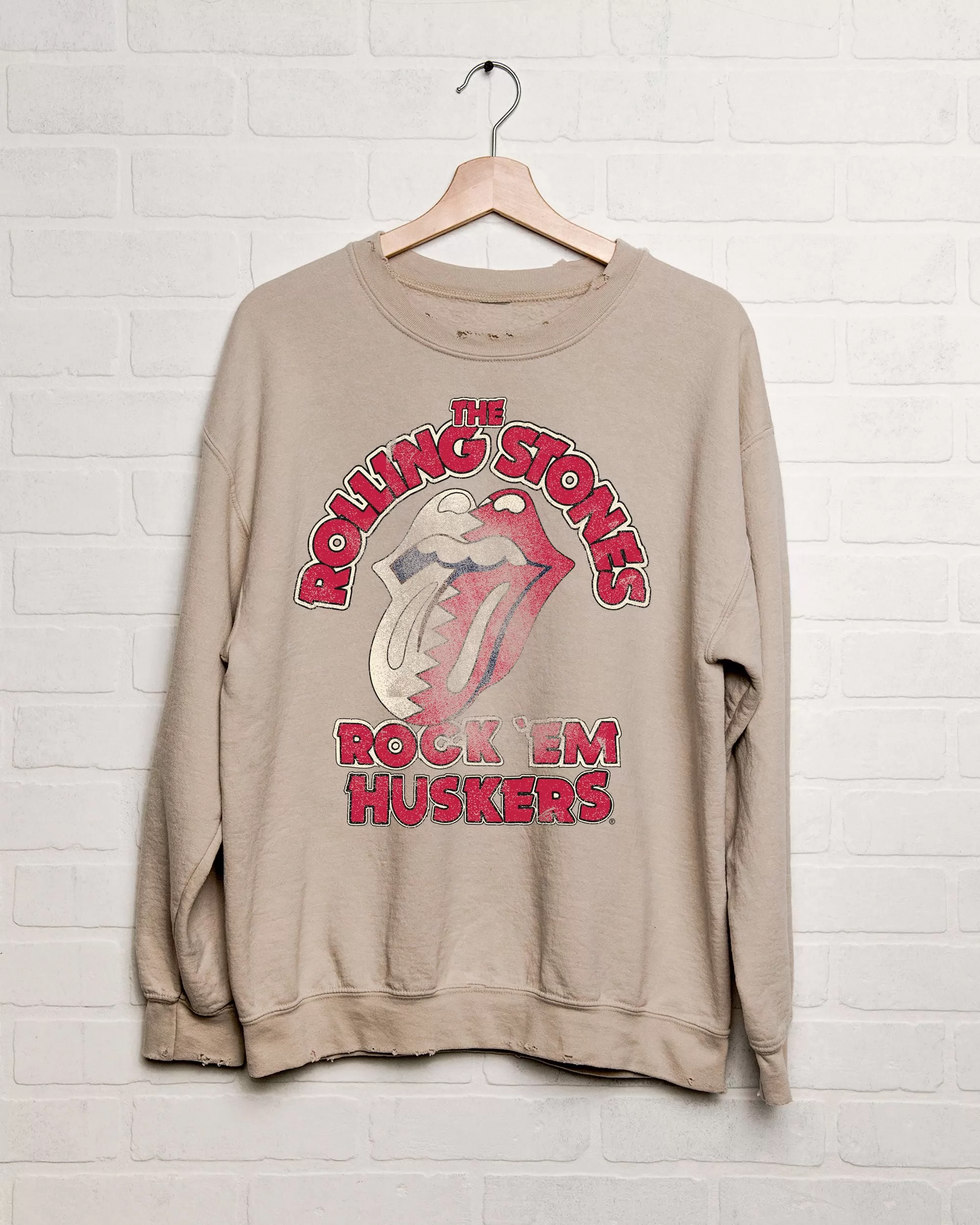 Rolling Stones Rock 'Em Huskers Sand Thrifted Sweatshirt