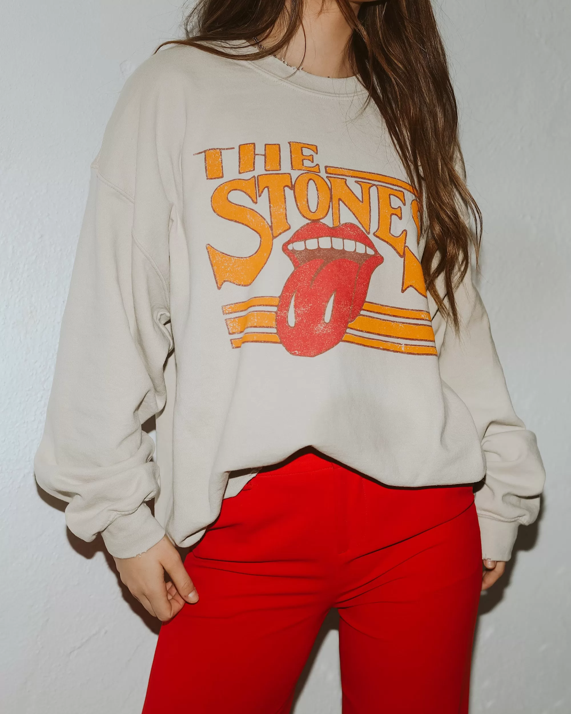 Rolling Stones Stoned Sand Thrifted Sweatshirt