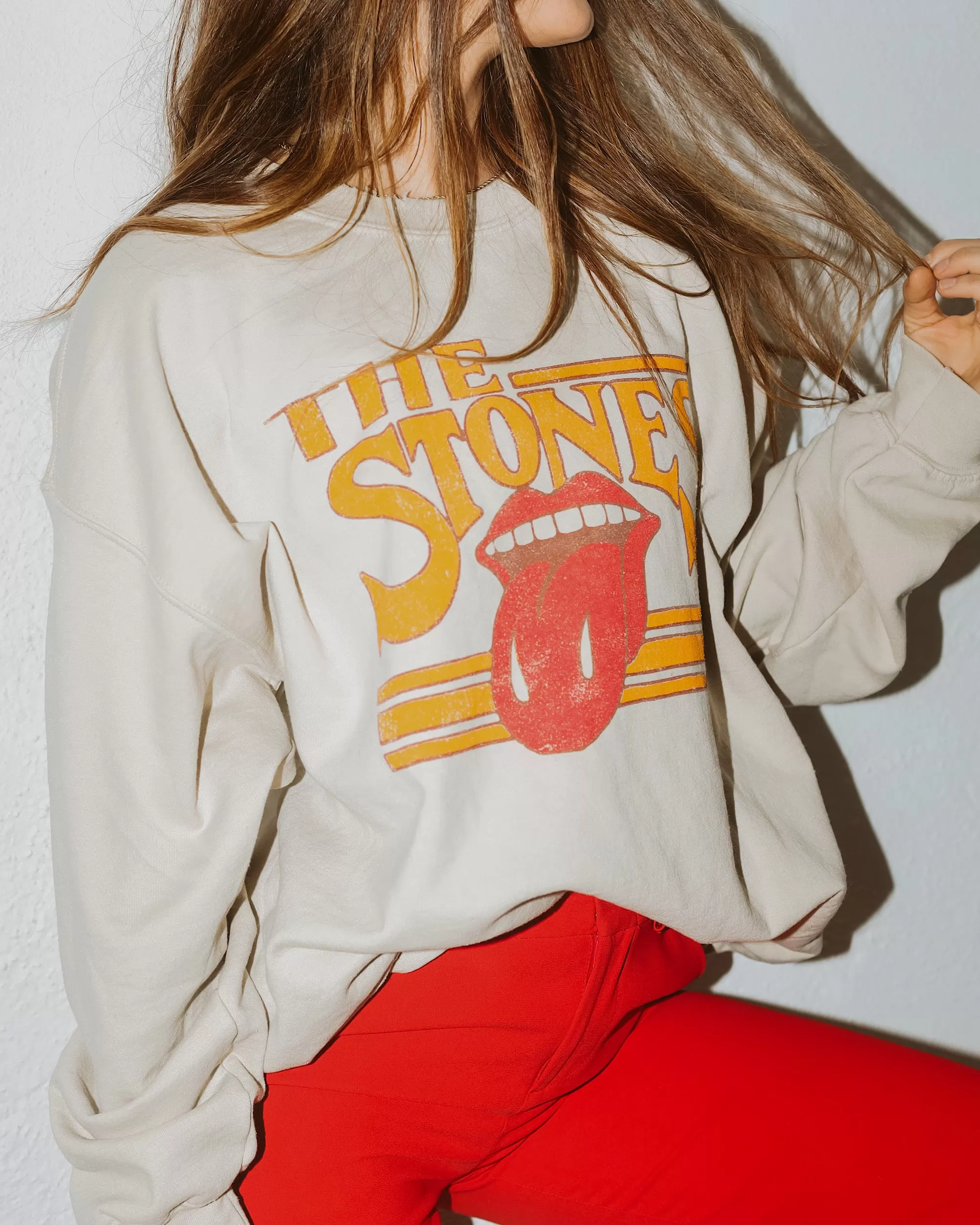 Rolling Stones Stoned Sand Thrifted Sweatshirt