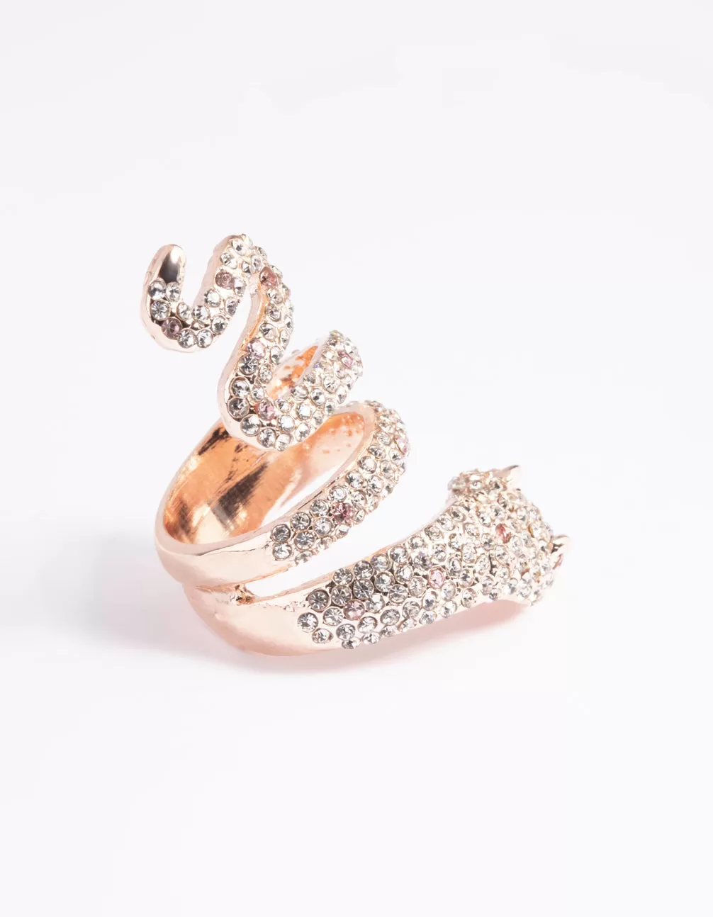 Rose Gold Diamante Snake Ring