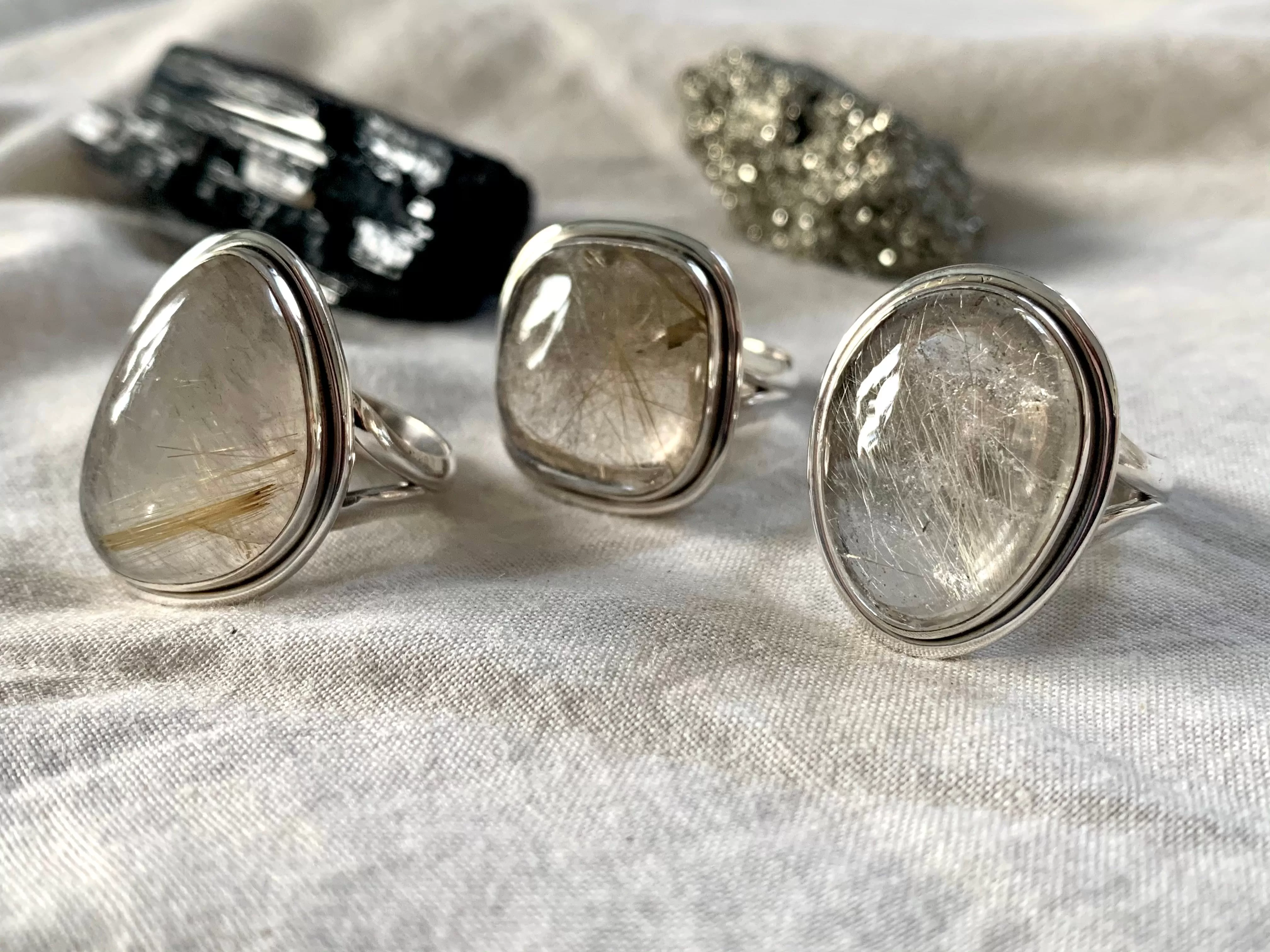 Rutilated Quartz Brea Mixed Rings