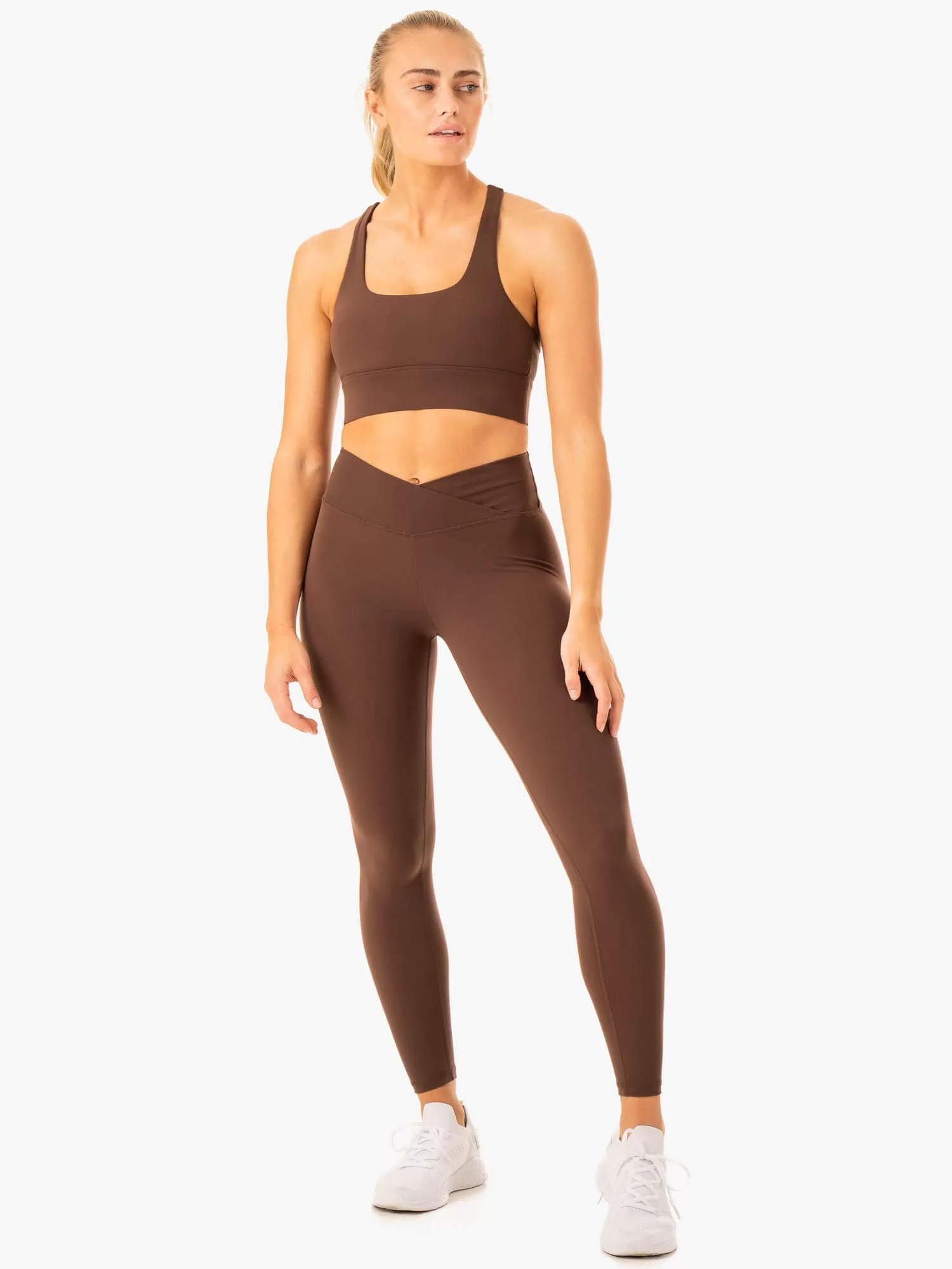 Serene Cross Over Scrunch Leggings - Chocolate