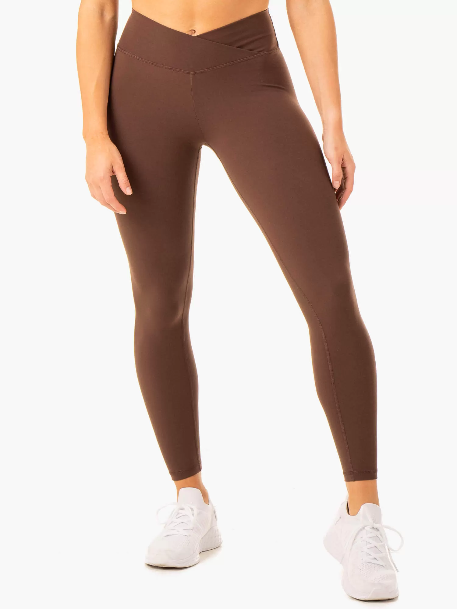 Serene Cross Over Scrunch Leggings - Chocolate