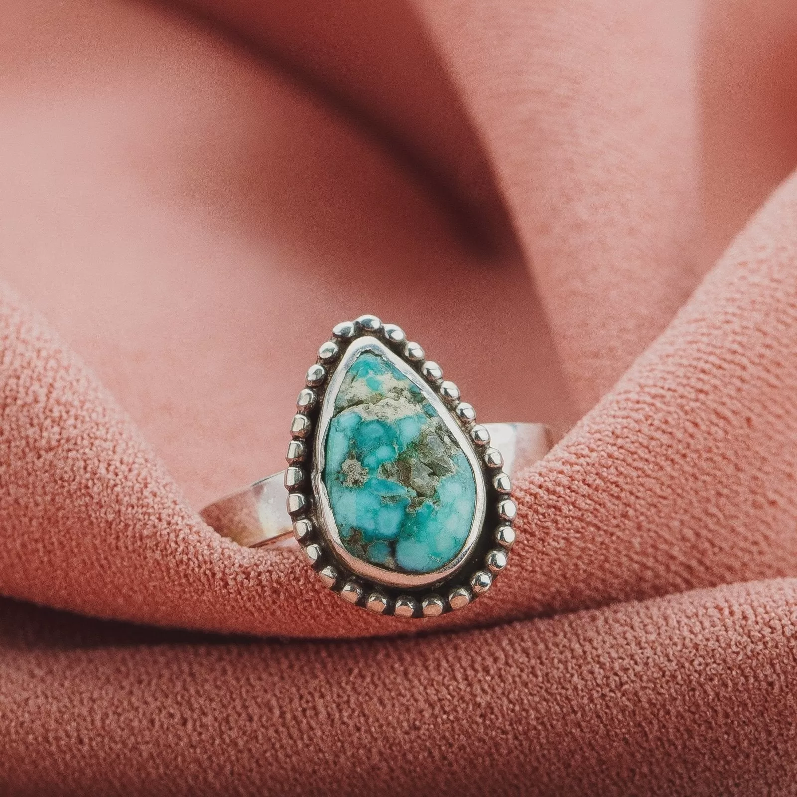 Size 5.25  White Water Turquoise Gemstone Ring