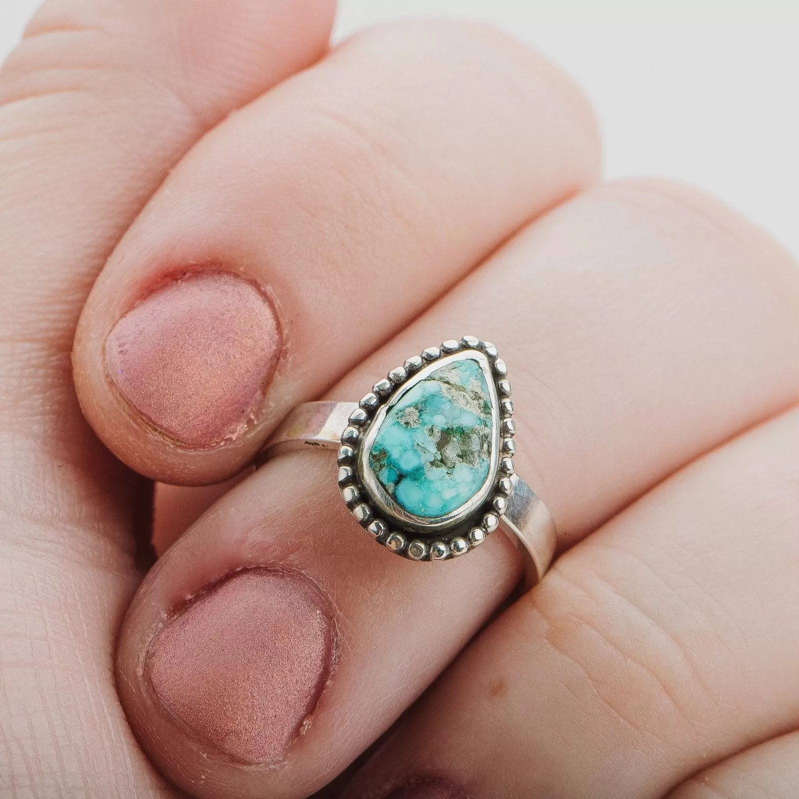 Size 5.25  White Water Turquoise Gemstone Ring