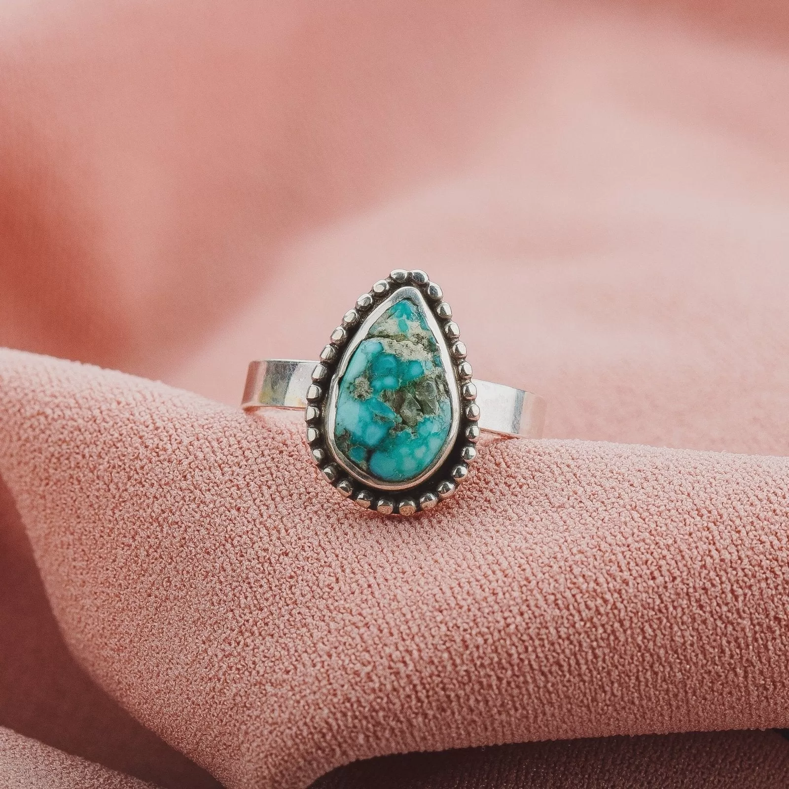 Size 5.25  White Water Turquoise Gemstone Ring