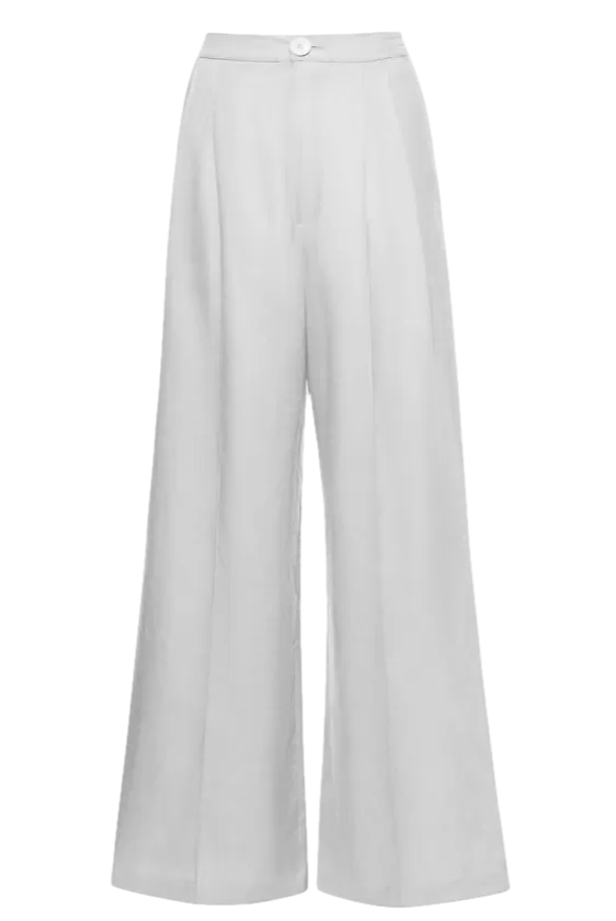 Sleeper Grey Linen Flower Power Wide Leg Trousers BNWT UK L