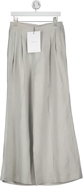 Sleeper Grey Linen Flower Power Wide Leg Trousers BNWT UK L