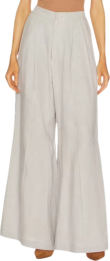 Sleeper Grey Linen Flower Power Wide Leg Trousers BNWT UK L