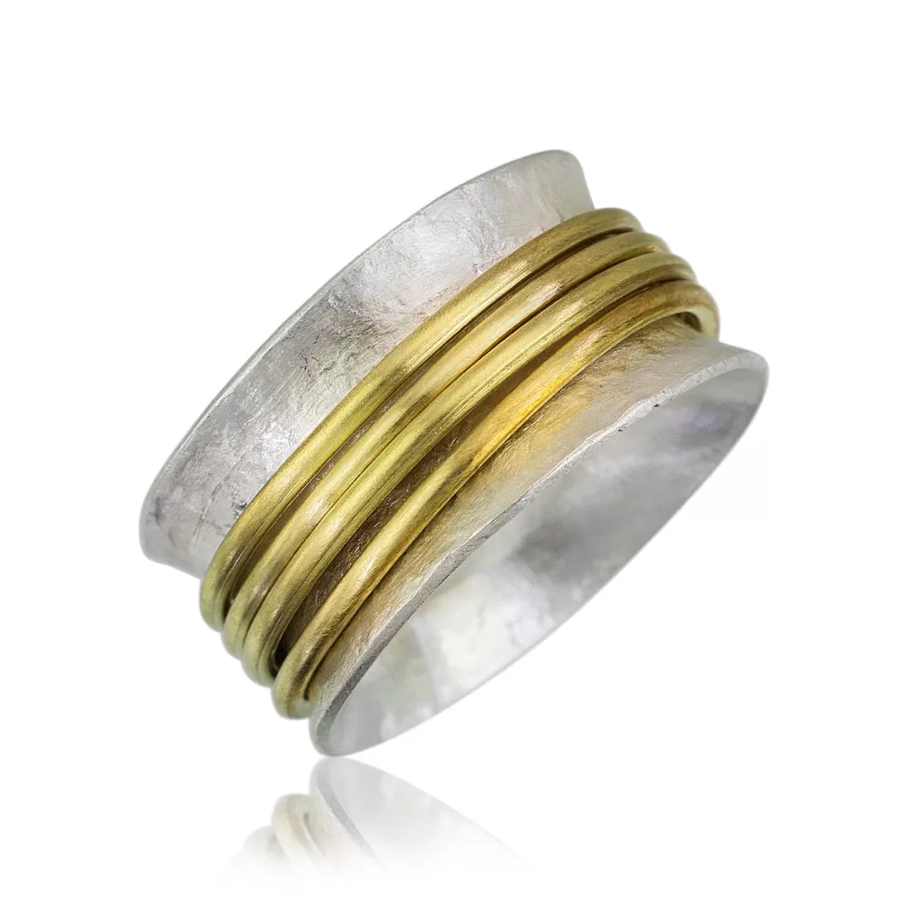 SR3 - Custom Sterling Silver and Brass Spinner Ring. Custom Size; Price May Vary