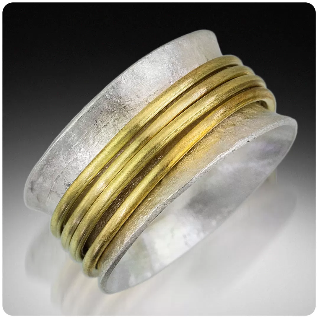 SR3 - Custom Sterling Silver and Brass Spinner Ring. Custom Size; Price May Vary