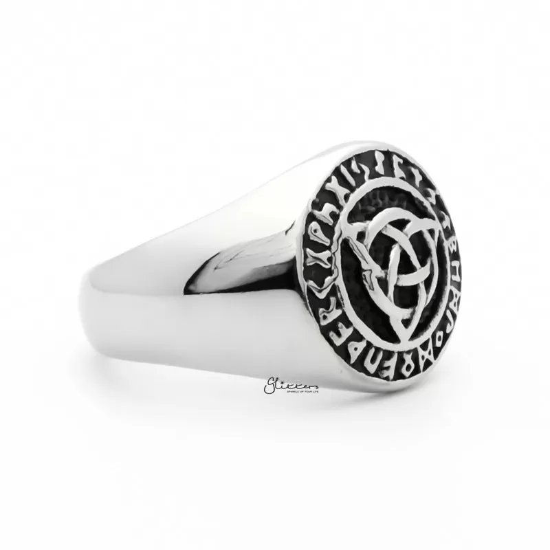 Stainless Steel Celtic Trinity Knot Rune Signet Ring