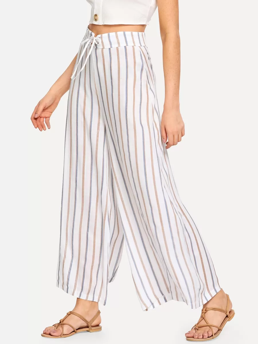 Striped Lace Up Pants