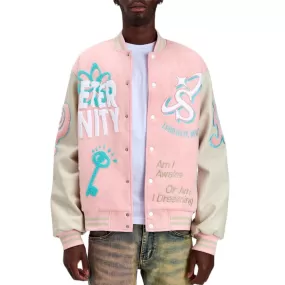 Sugar Hill "Mercy" Suede Letterman Jacket (Pink Suede) SH24-SPR1-17