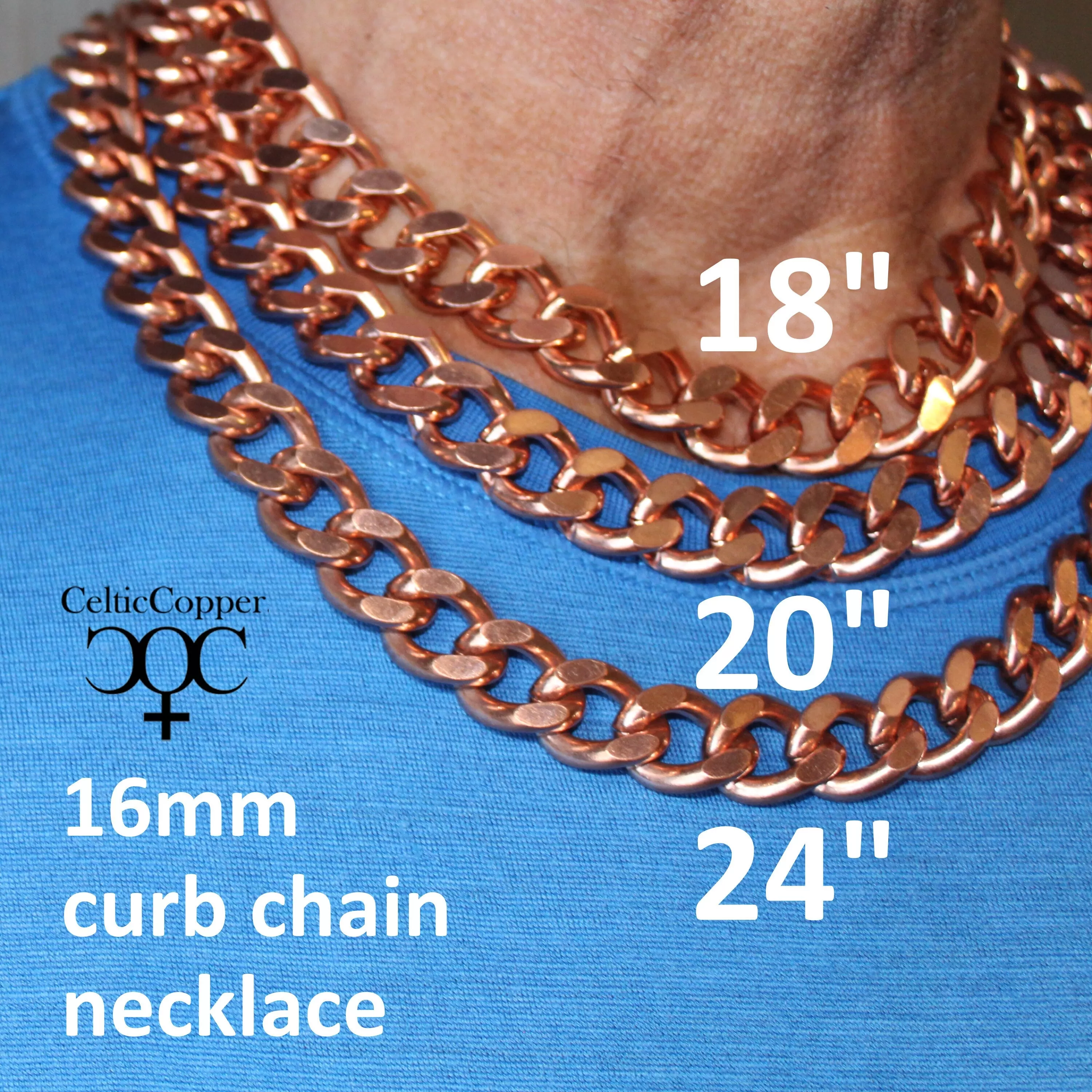 Super Chunky 16mm Copper Necklace Chain NC162  Copper Curb Chain Necklace Men's 18 Inch Chain