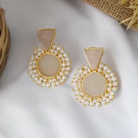 Teejh Preeti Light Pink Stone and Pearl Earring