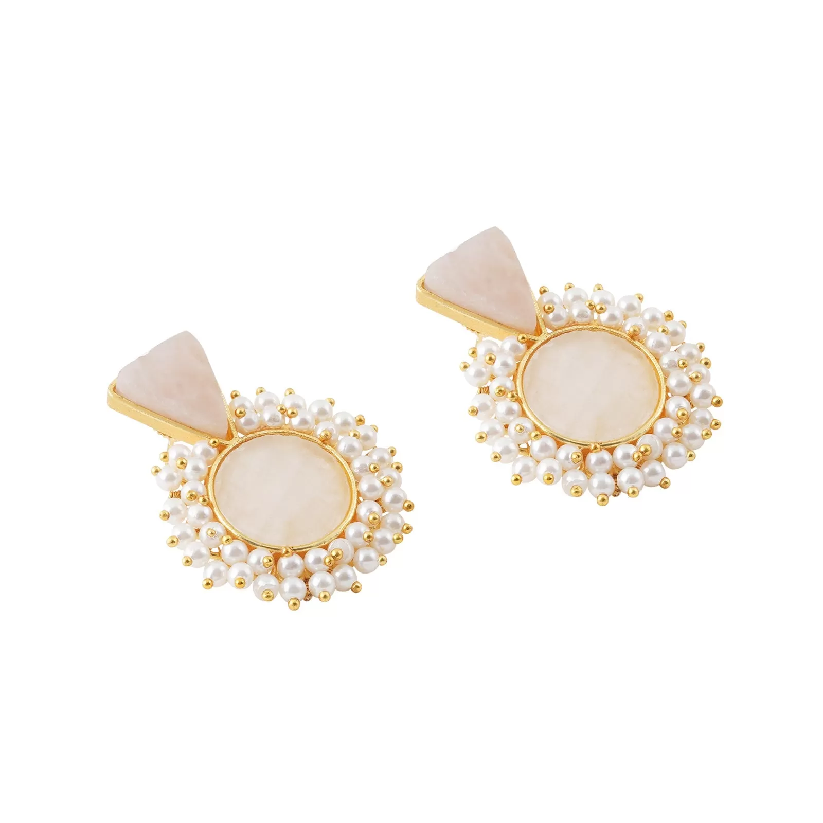 Teejh Preeti Light Pink Stone and Pearl Earring