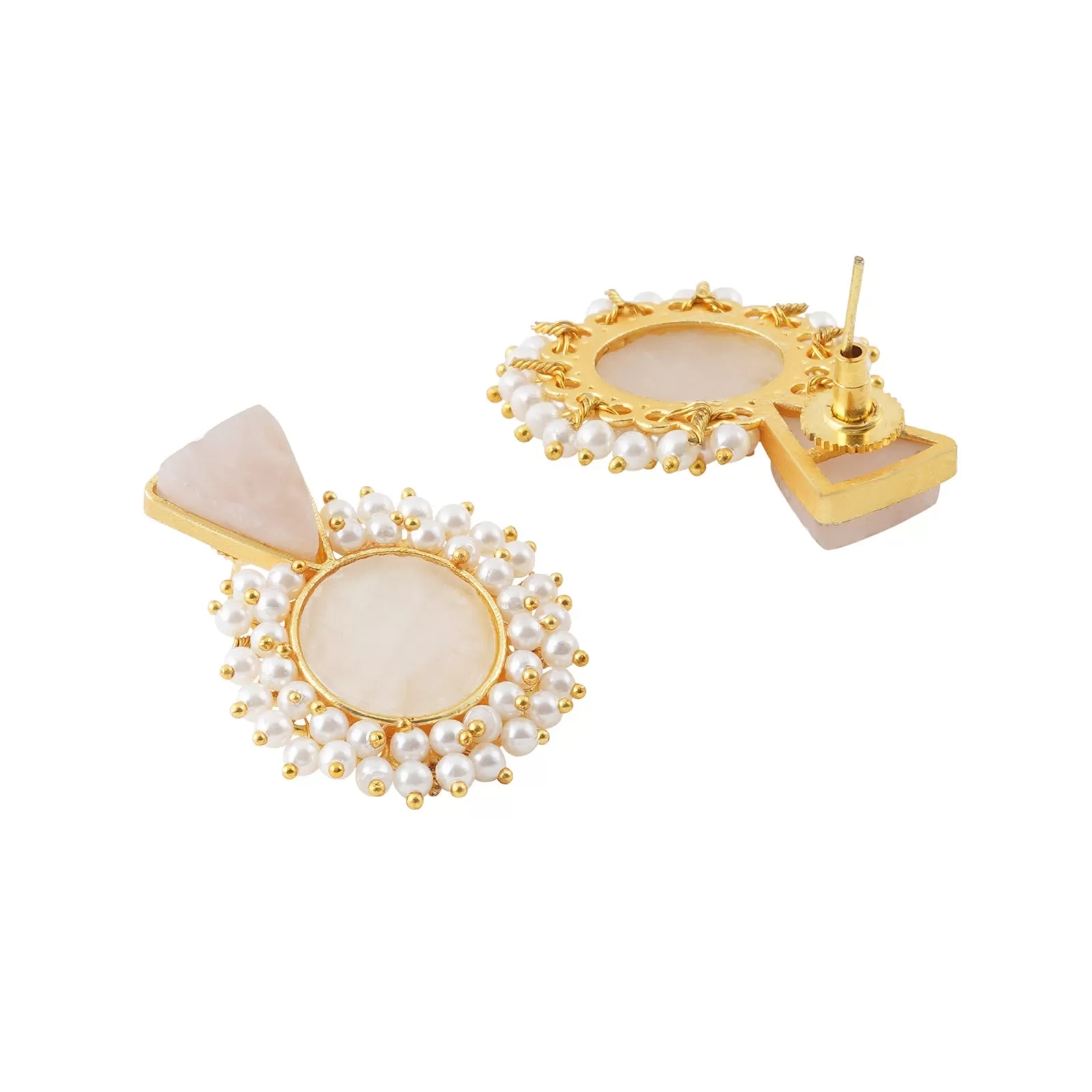 Teejh Preeti Light Pink Stone and Pearl Earring