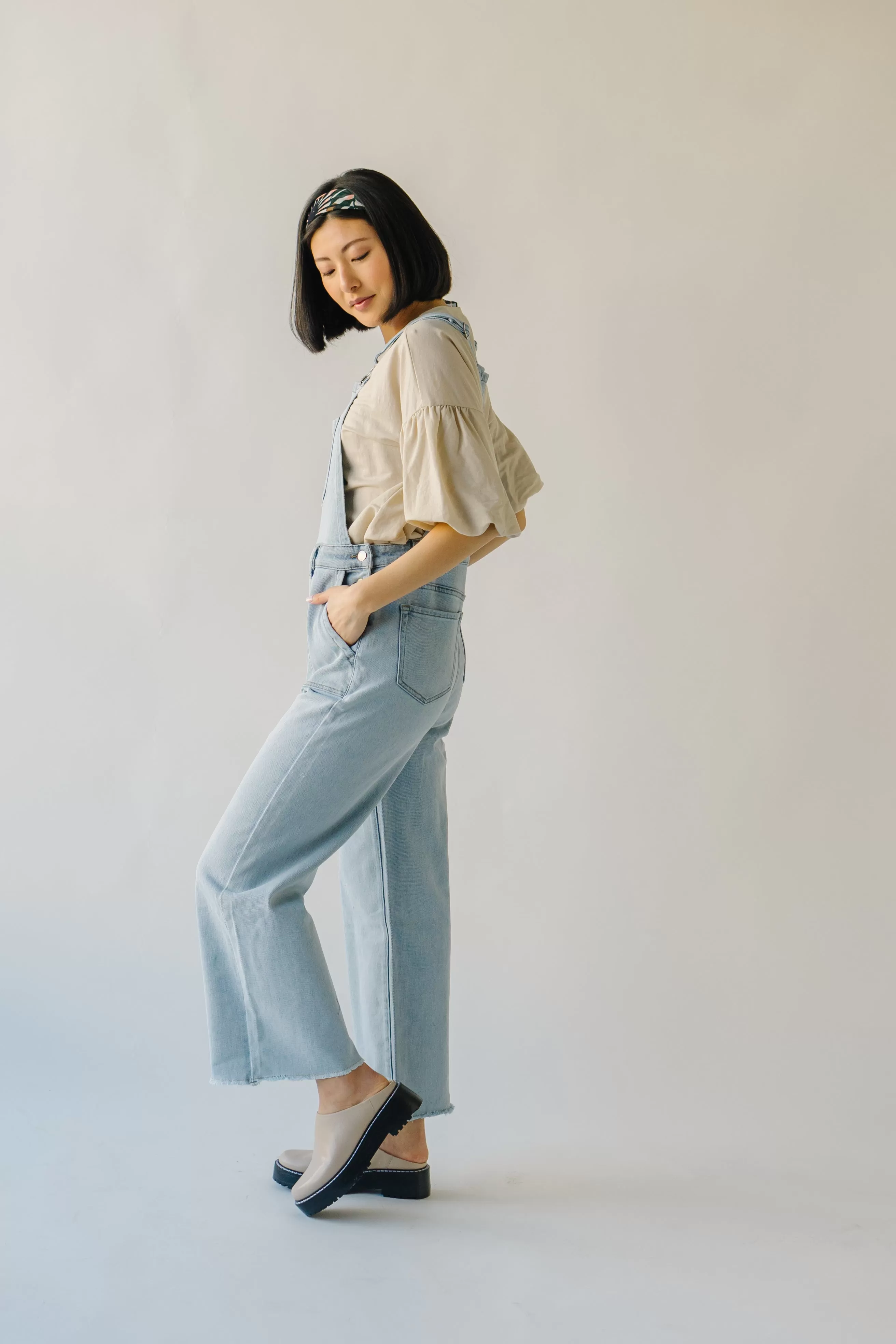 The Fairbanks Wide Leg Overalls in Light Denim