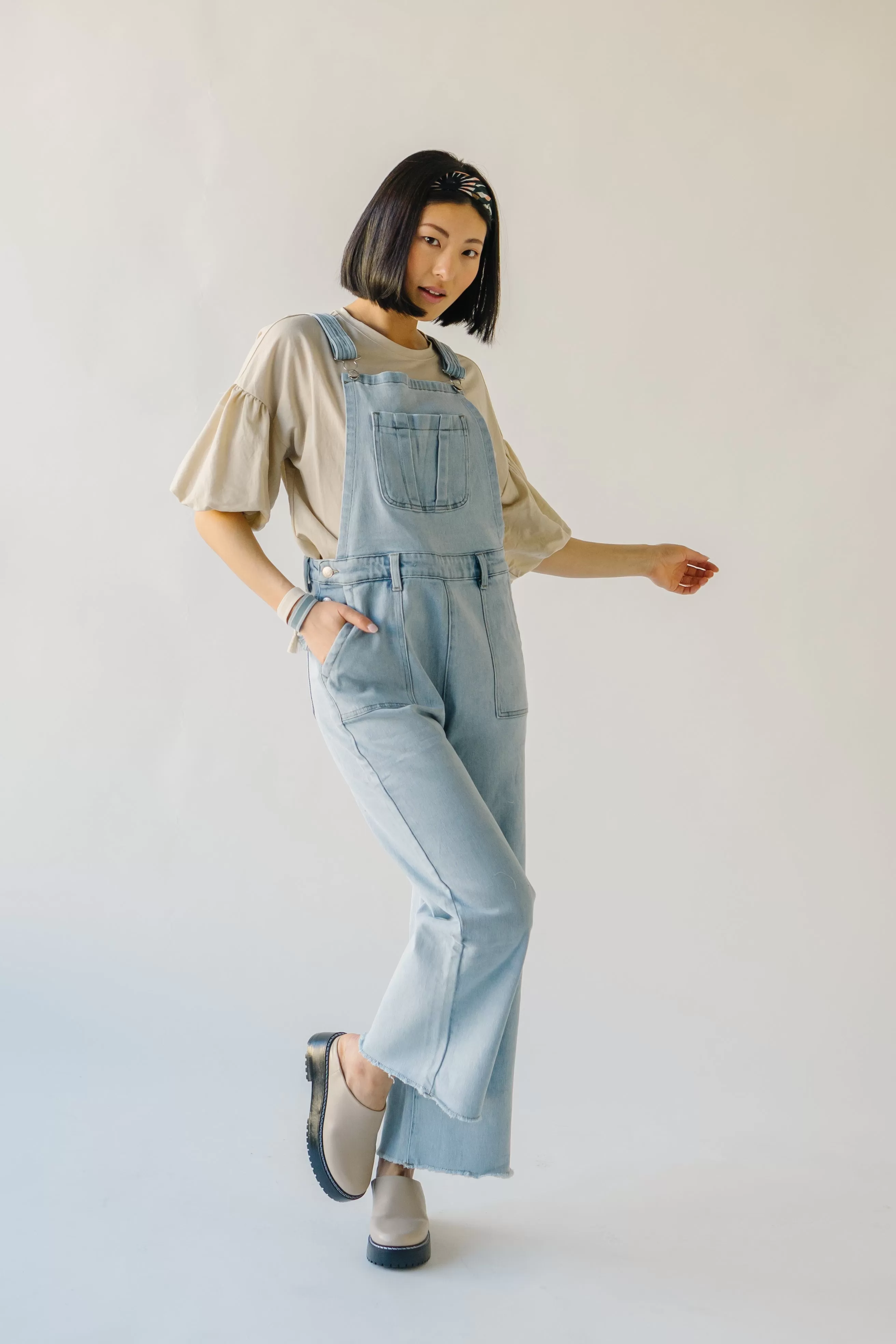 The Fairbanks Wide Leg Overalls in Light Denim