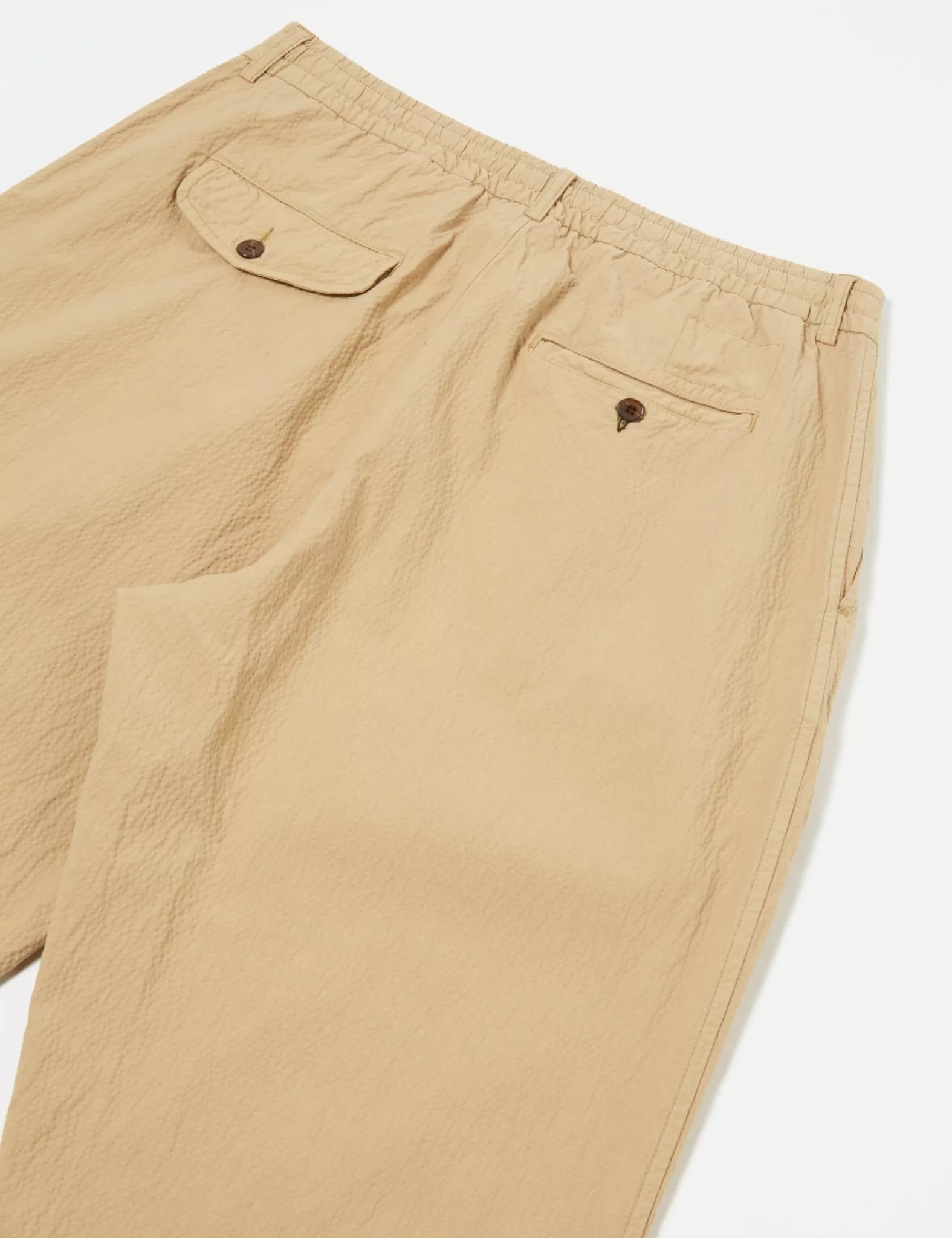 Universal Works Pleated Track Pant (Seersucker) - Summer Oak