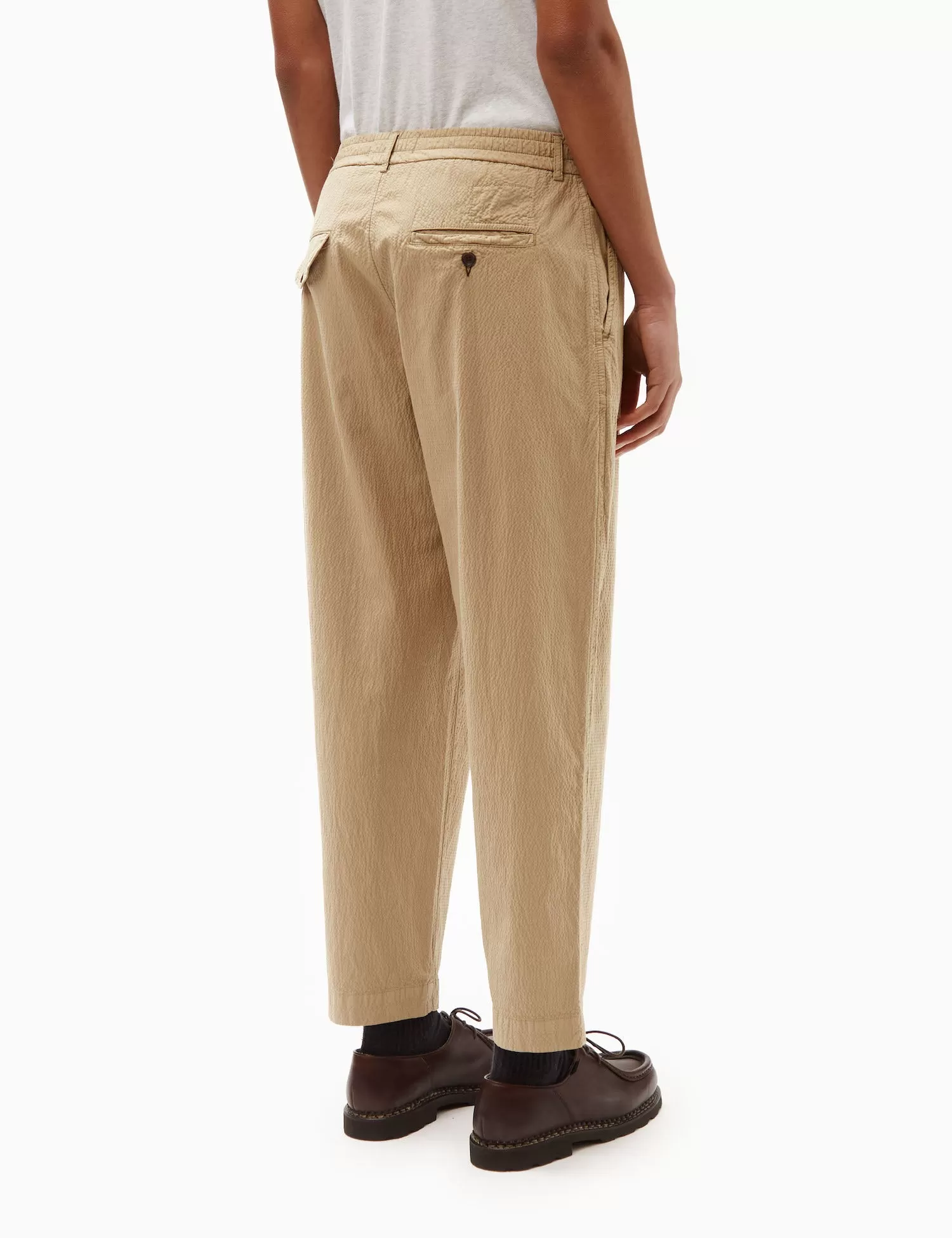 Universal Works Pleated Track Pant (Seersucker) - Summer Oak