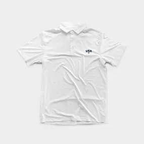 USA White Performance Polo