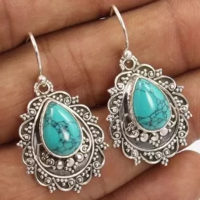 Vintage Creativity Turquoise Stone Dangle Earrings