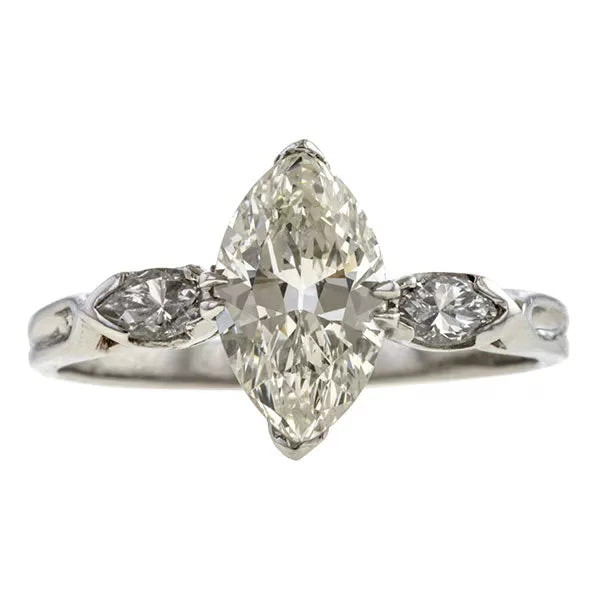 Vintage Engagement Ring, MQ 1.25ct