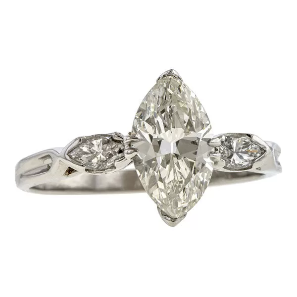 Vintage Engagement Ring, MQ 1.25ct