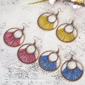 Vintage Round Dangle Boho Ethnic Drop Earrings