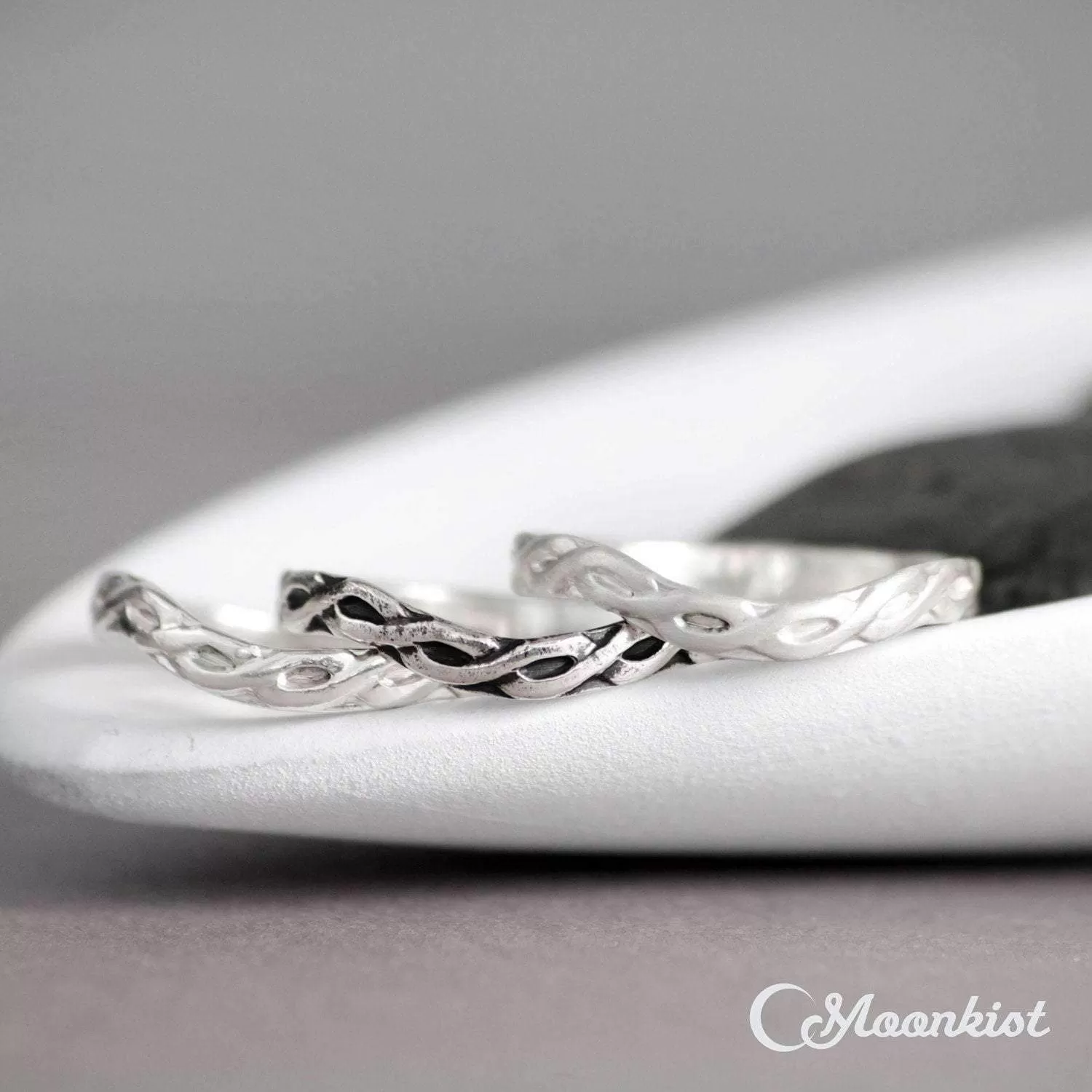 Vintage Style Silver Curved Celtic Wedding Band | Moonkist Designs