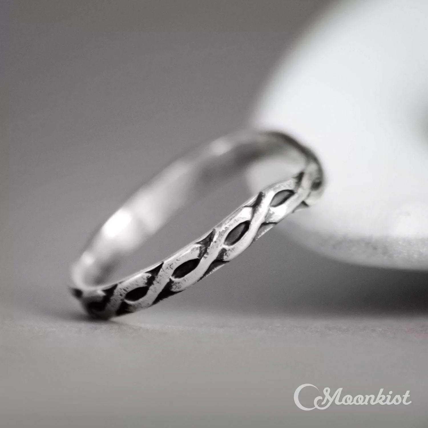 Vintage Style Silver Curved Celtic Wedding Band | Moonkist Designs