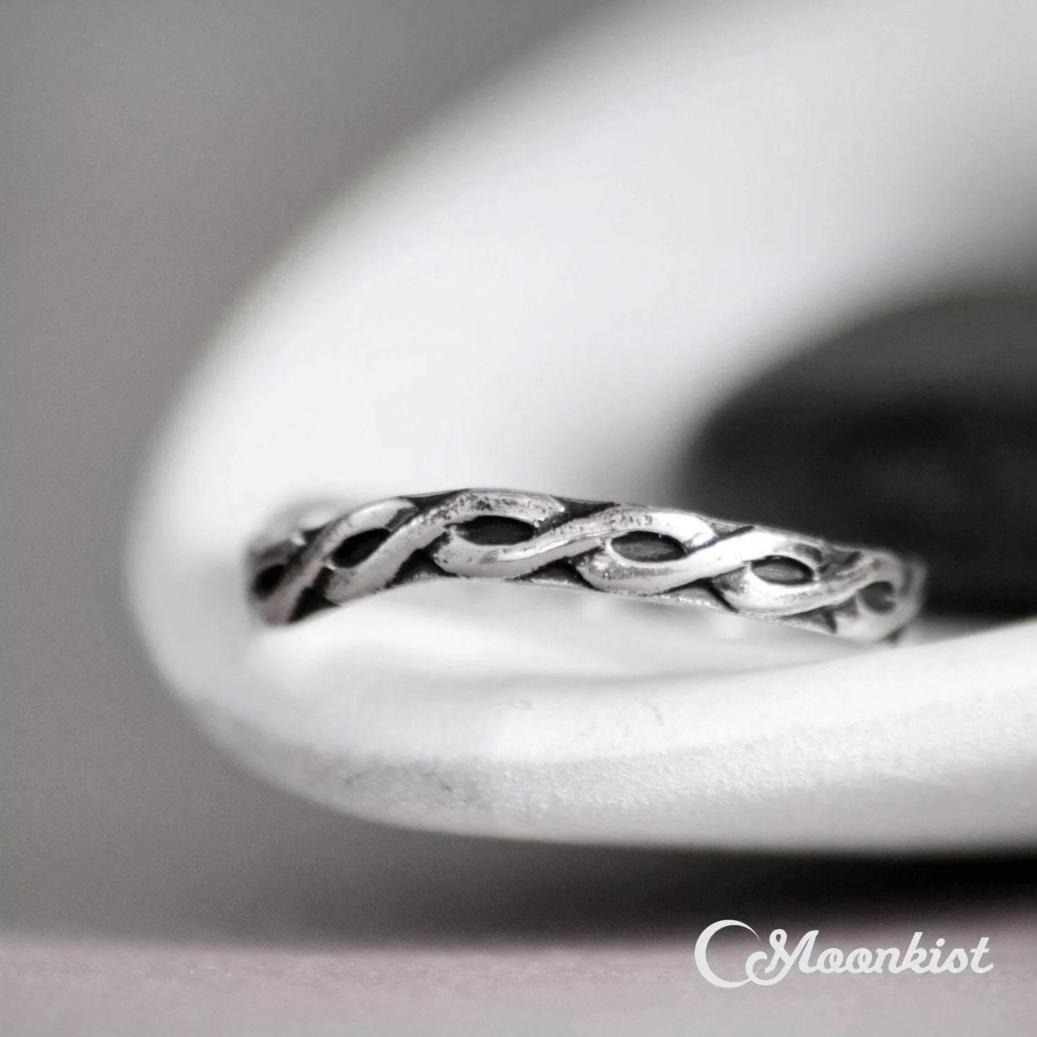 Vintage Style Silver Curved Celtic Wedding Band | Moonkist Designs