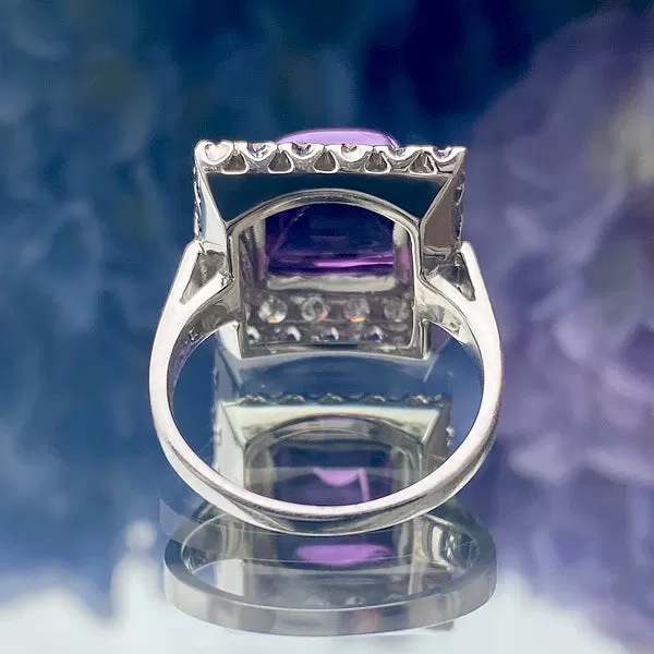 Vintage Sugarloaf Amethyst & Diamond Ring