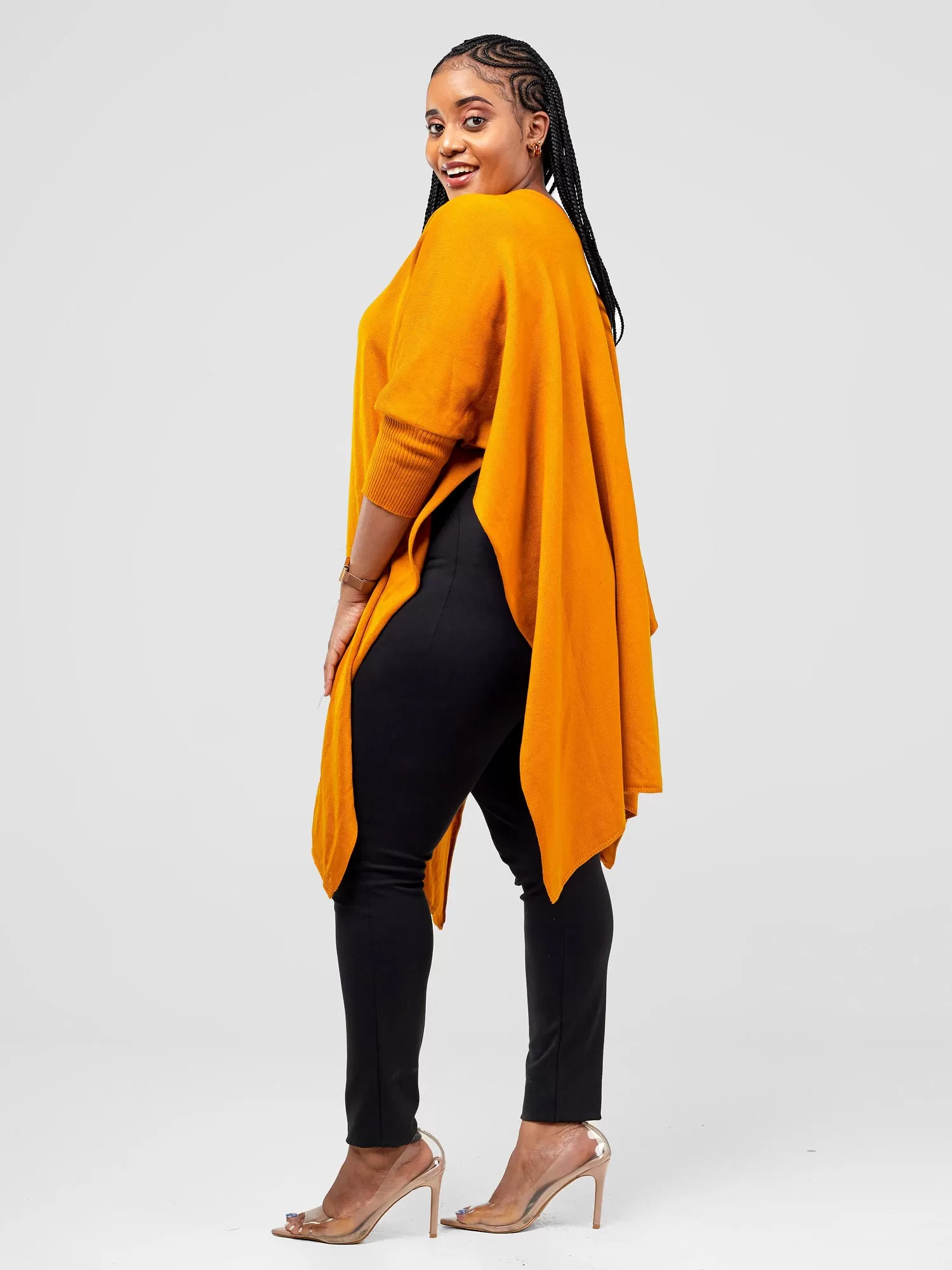 Vivo Cuffed Wrap Poncho - Mustard