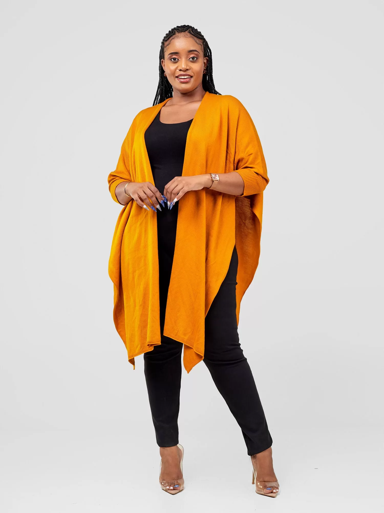 Vivo Cuffed Wrap Poncho - Mustard