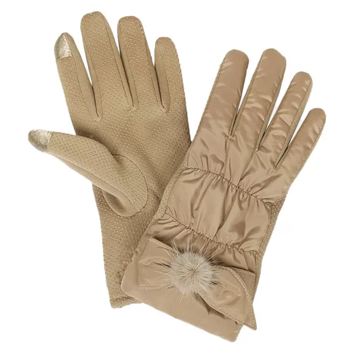 Winter Ribbon Shirring Smart Touch Gloves