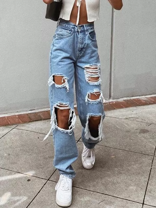 Women Ripped Baggy Jeans