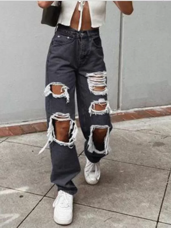 Women Ripped Baggy Jeans