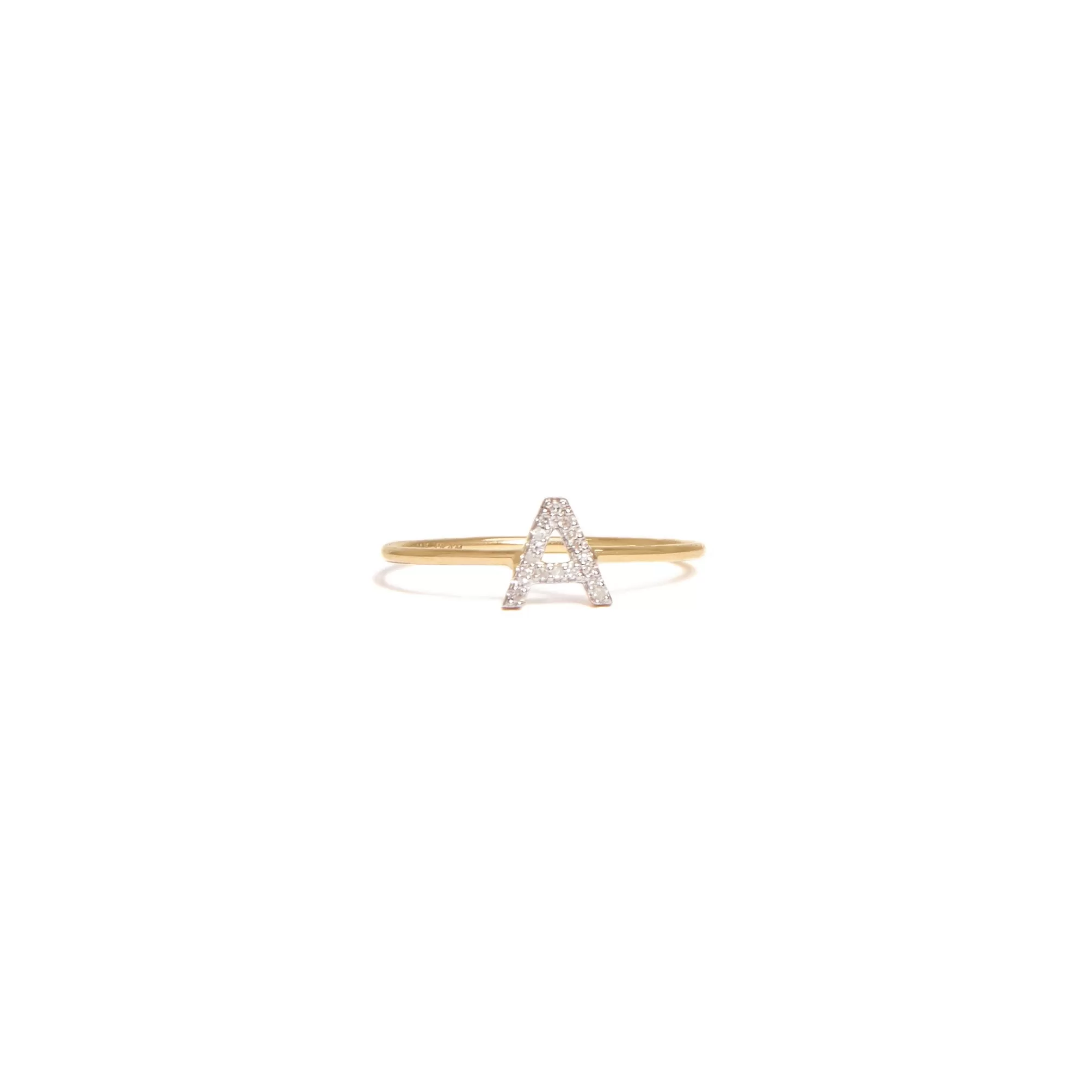 Yellow Gold Single Diamond Initial Ring